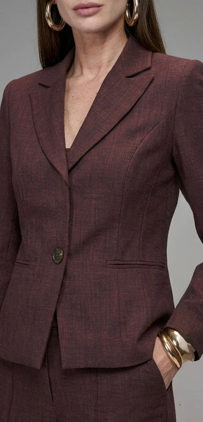 Blazer Marrom em Alfaiataria Linho Manie