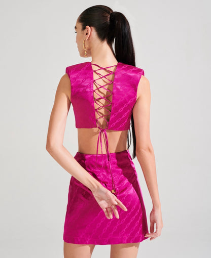 Vestido Rosa Estampa Corrente Tufi Duek