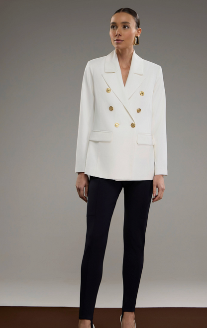 Blazer Branco em Alfaiataria com Botões Strass