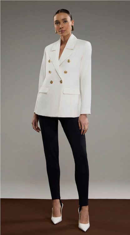 Blazer Branco em Alfaiataria com Botões Strass