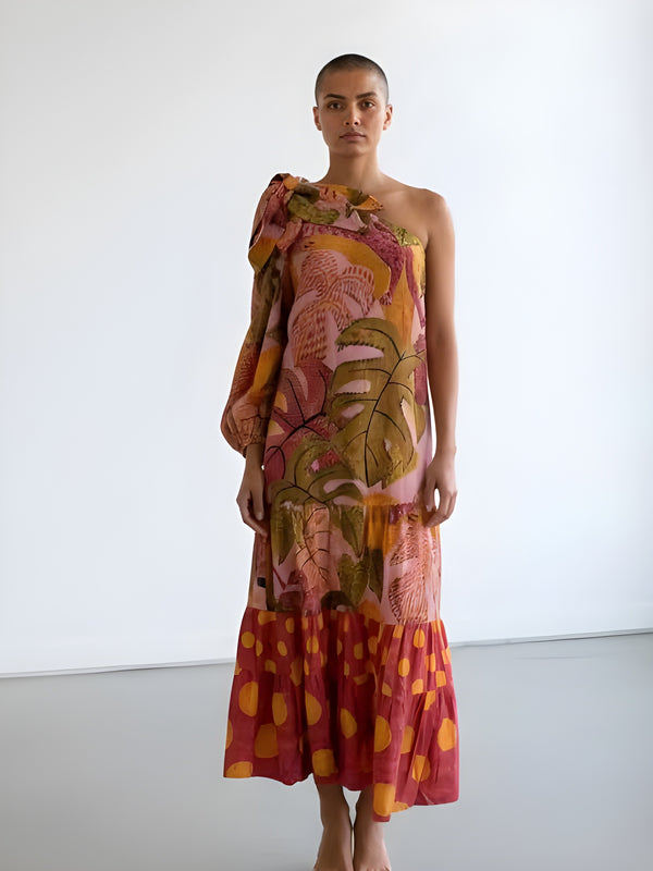 Vestido Rosa Estampa Pássaros Farm