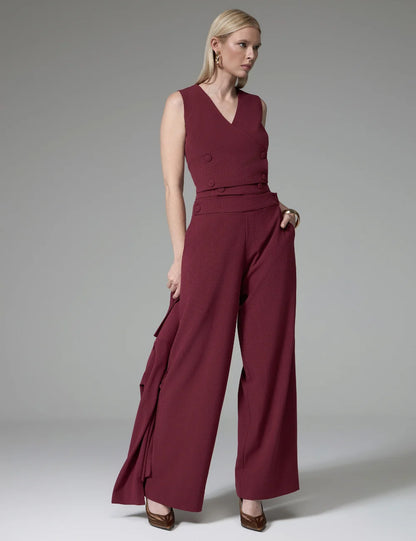 Conjunto Vinho Xadrez em Alfaiataria Strass