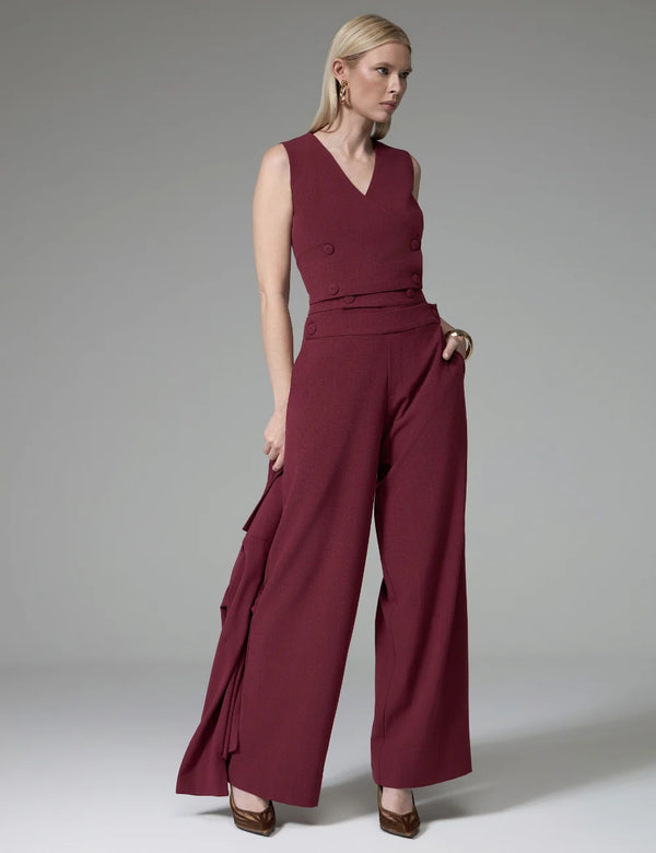 Conjunto Vinho Xadrez em Alfaiataria Strass