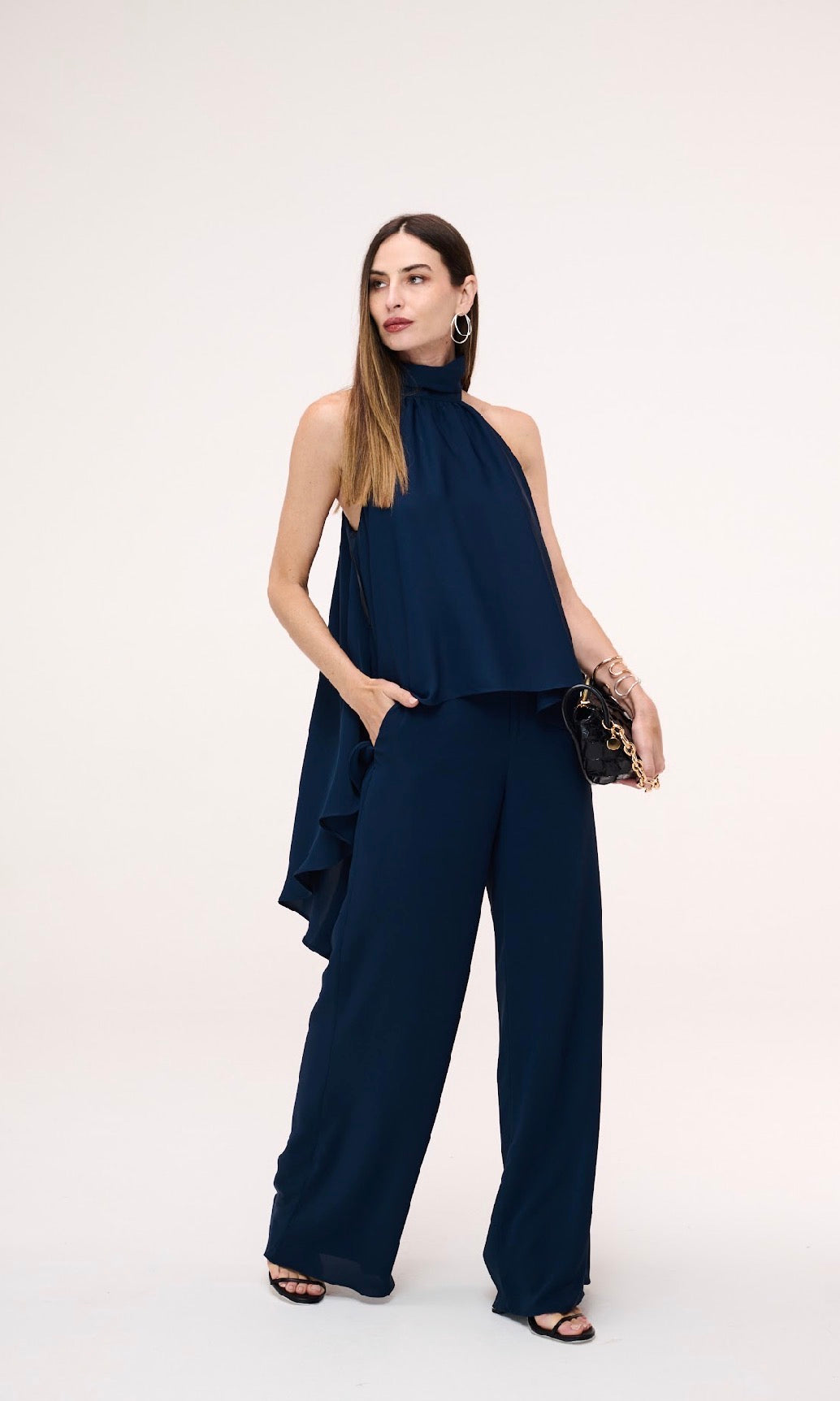 Conjunto Azul Blusa Alongada Manie