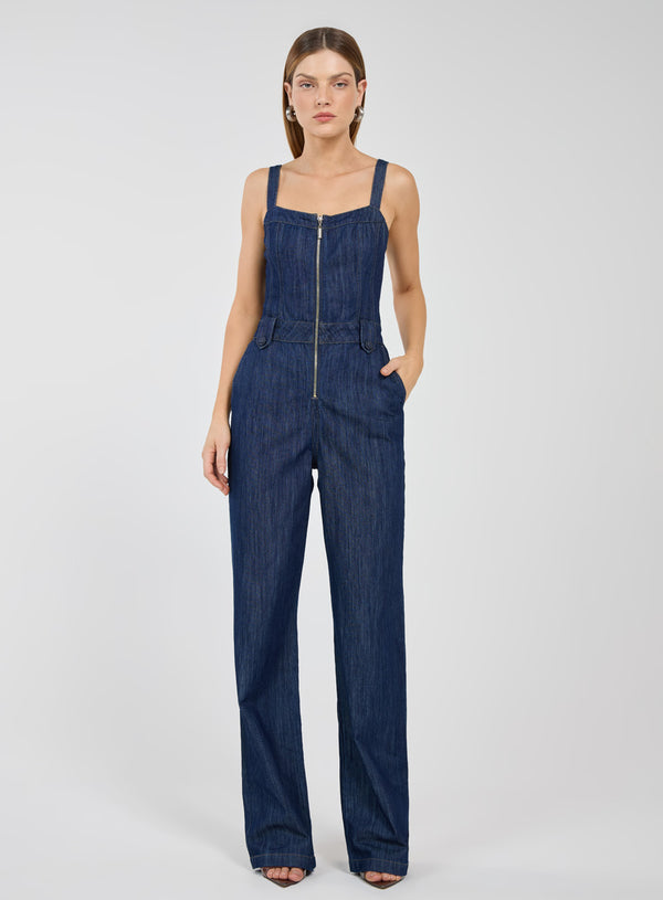 Macacão Jeans Zíper Frontal Tufi Duek