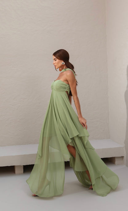 Vestido Verde ou Laranja Túnica Fluída Amicci