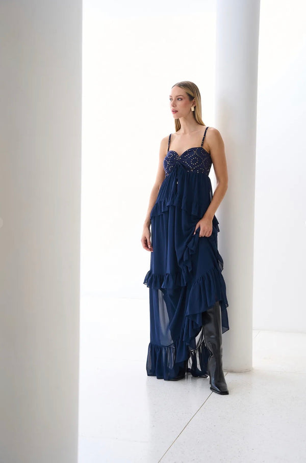 Vestido Marrom ou Azul Marinho Cinara Regina Salomão