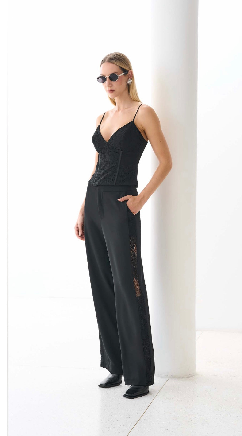 Conjunto Preto Corset Nadia e Calça Alice Regina Salomão