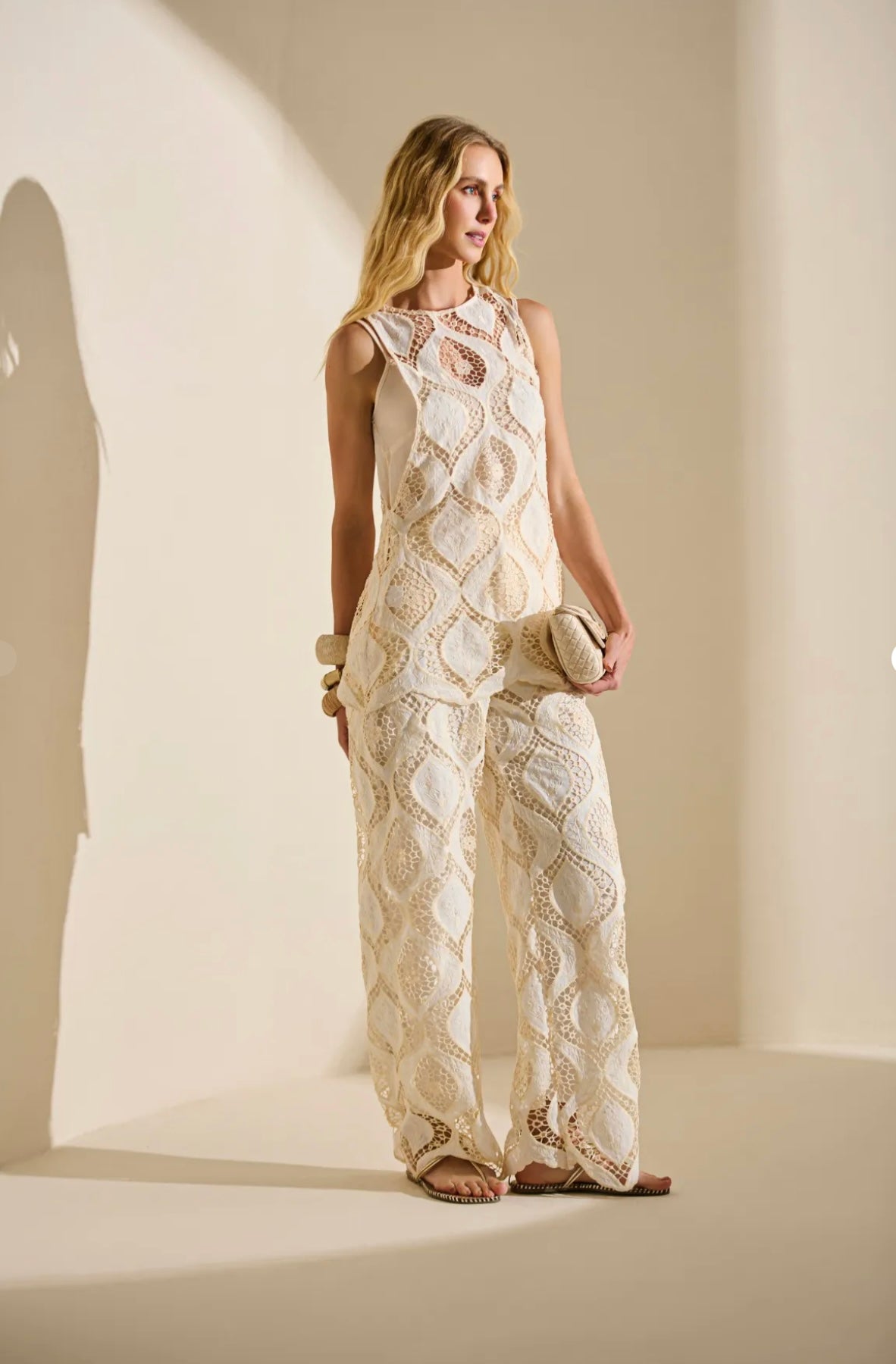 Conjunto Nude Crochet Artesanal Regina Salomão