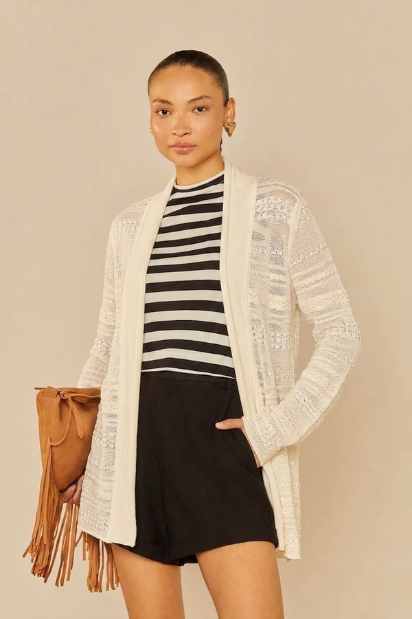Cardigan Off White em Tricot Calvin Klein
