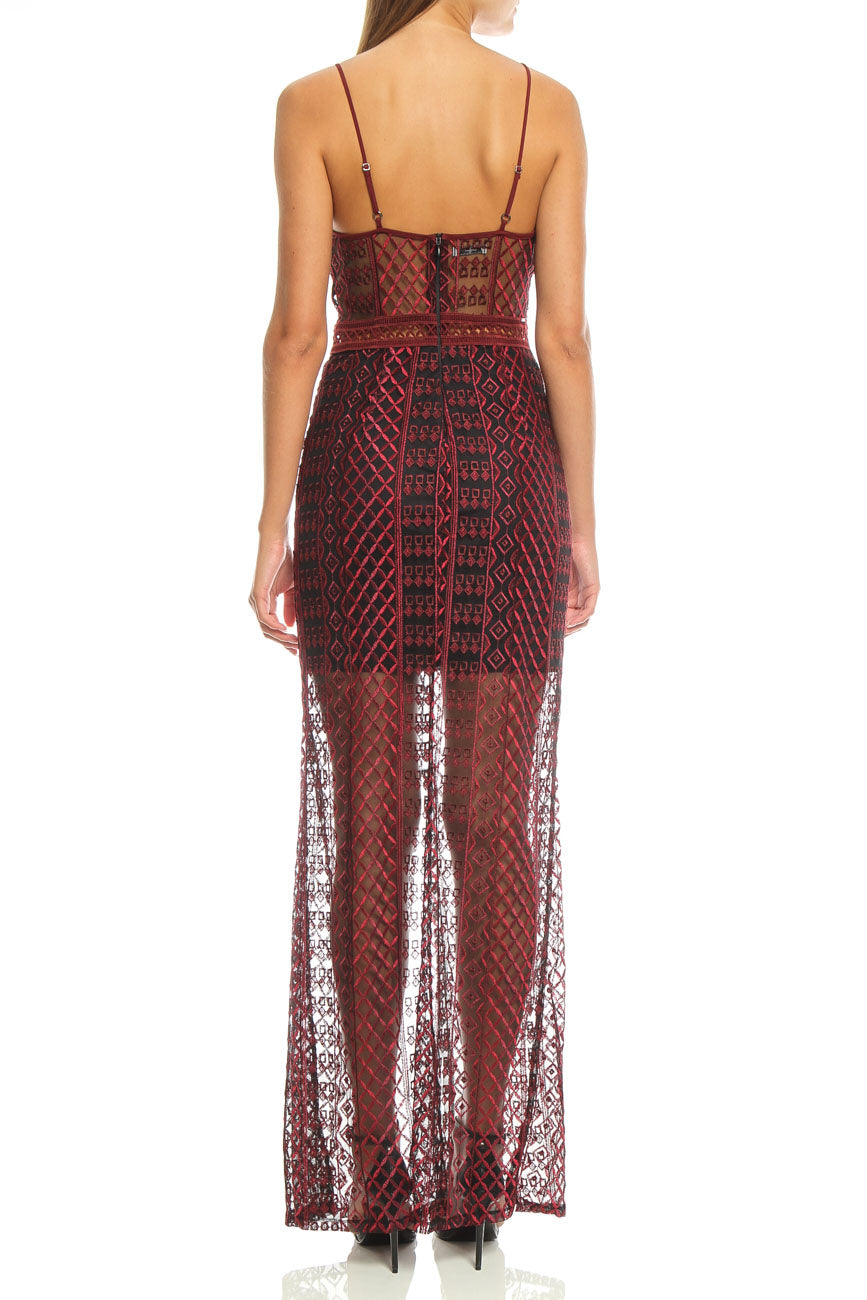 Vestido Vinho Bordado Preto Tela Colcci