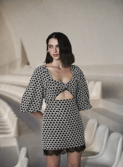 Vestido P&B Triângulo Curto Tufi Duek