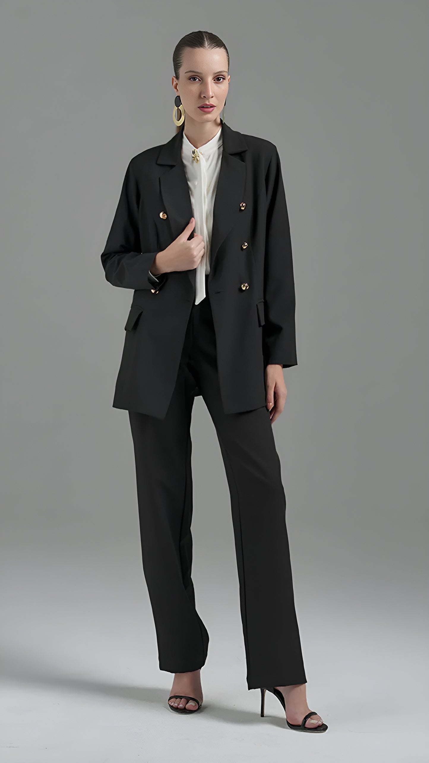 Blazer Preto ou Azul Alfaiataria Botões Fleche D'or