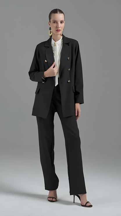 Blazer Preto ou Azul Alfaiataria Botões Fleche D'or