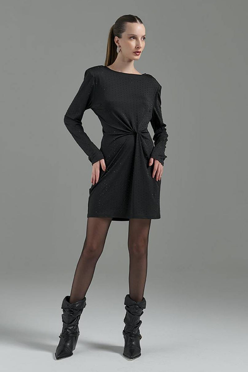 Vestido Verde/Preto Detalhe Strass Fleche D’or