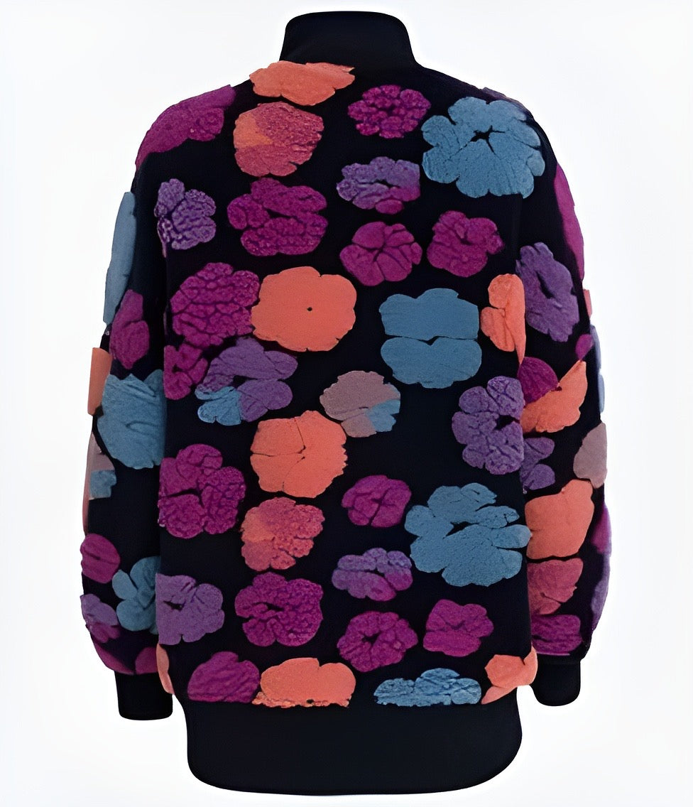 Moletom Preto Estampa Flor Color BlueSteel