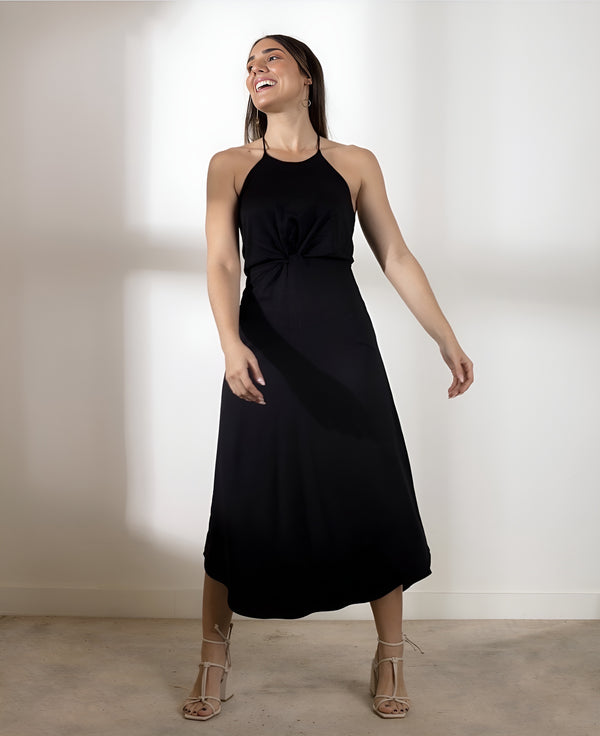 Vestido Preto ou Laranja Frente Única Lizie