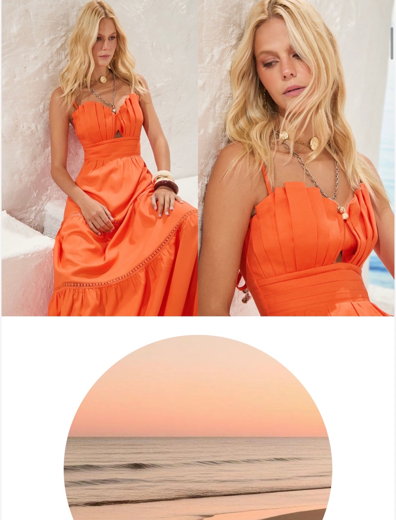 Vestido Laranja Longo Isa Paes