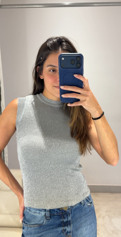 Regata Preta ou Prata de Lurex Maria Filó