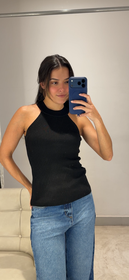 Regata Preta em Tricot Lucidez