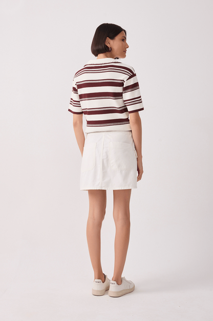 Blusa Marrom e Off White em Tricot Dress To
