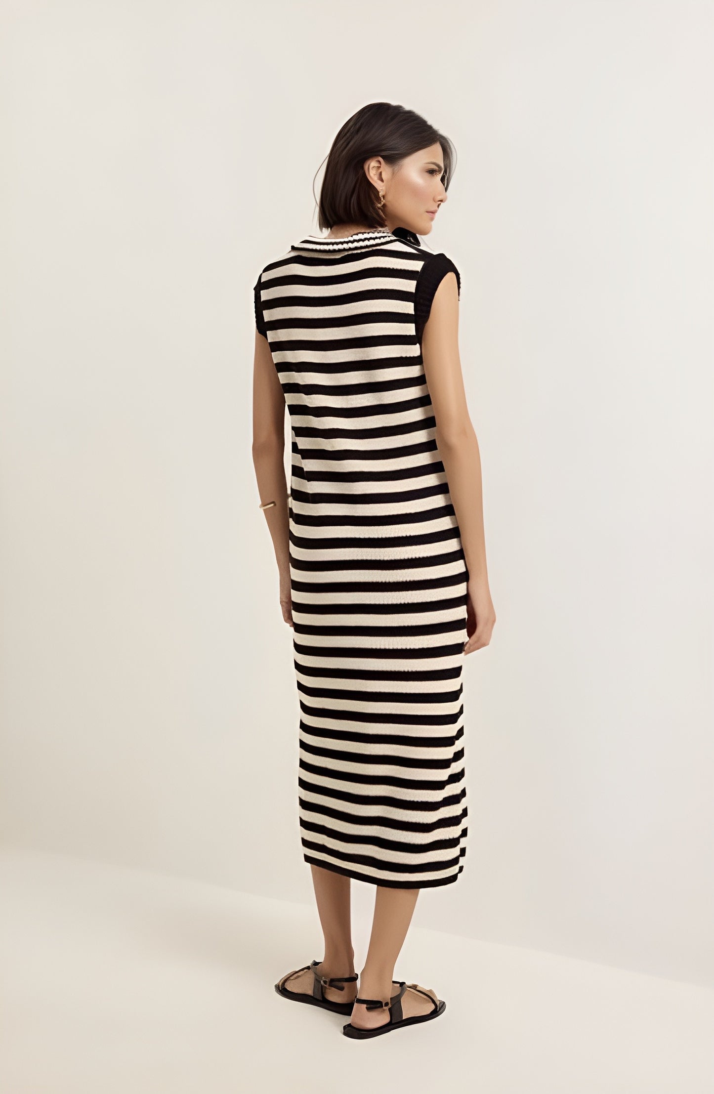 Vestido Preto e Branco em Tricot Lucidez