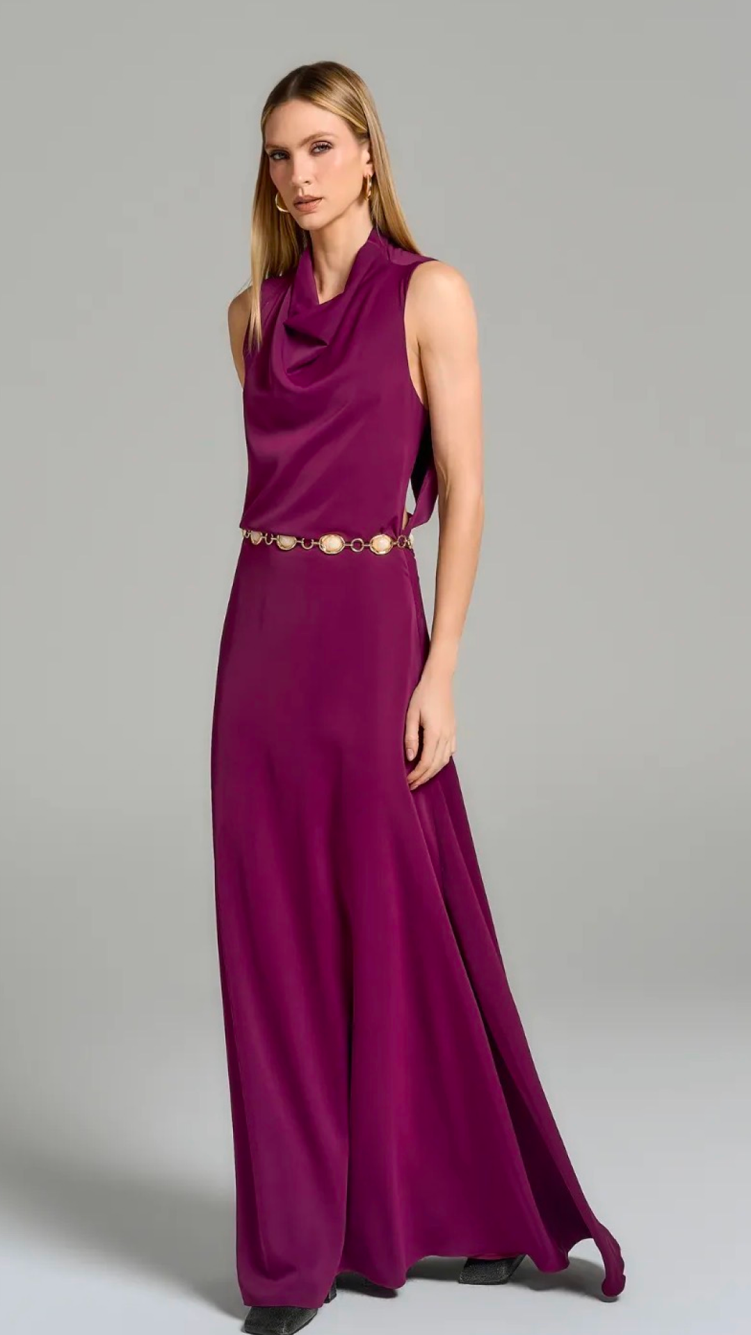 Vestido Vinho Longo Alfaiataria Regina Salomão