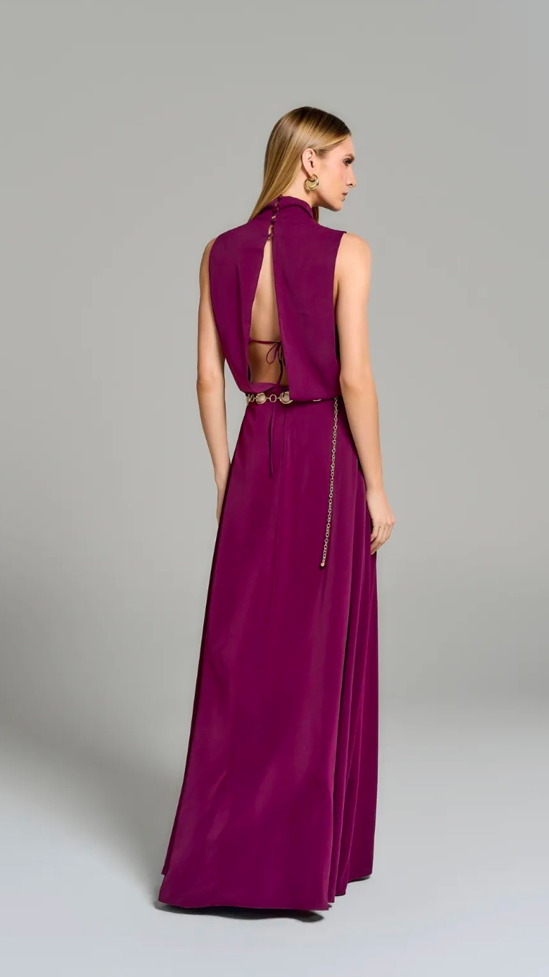 Vestido Vinho Longo Alfaiataria Regina Salomão