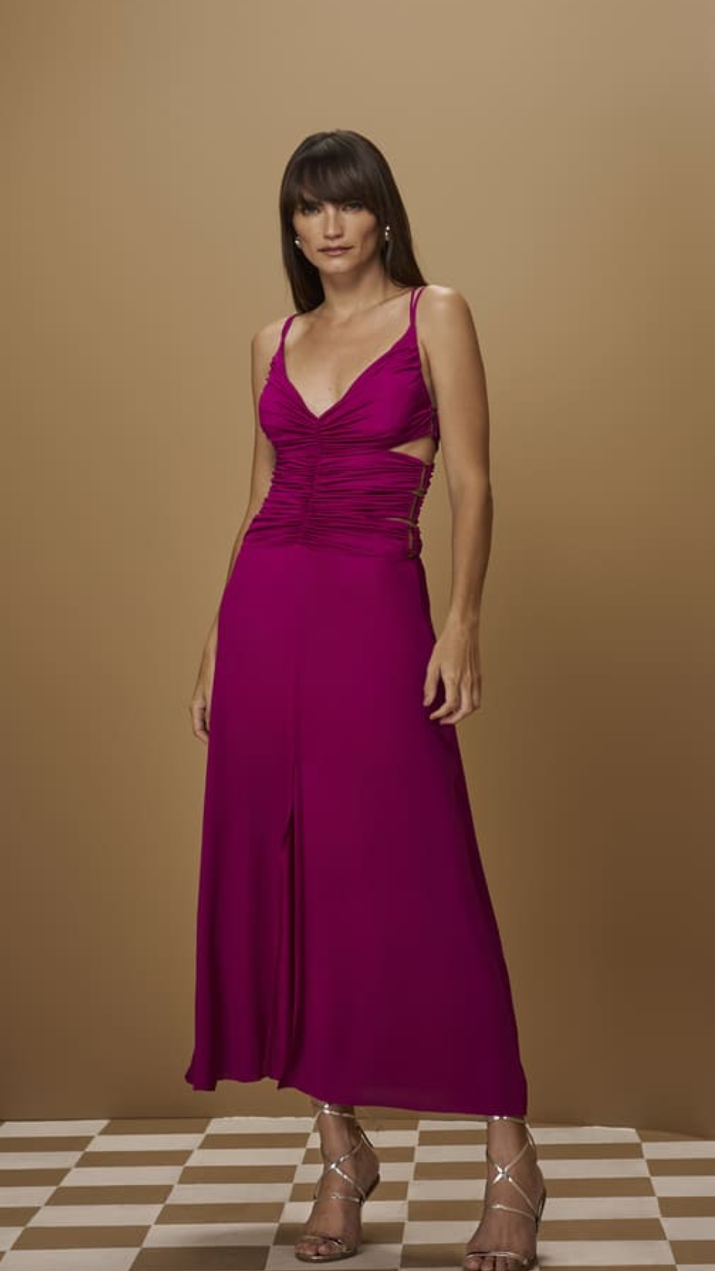 Vestido Fúcsia Recortes Laterais Tufi Duek