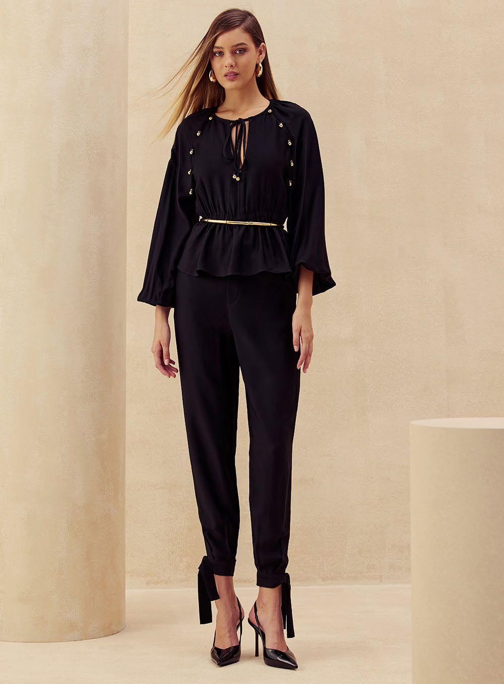 Blusa Preta Pingentes Skazi