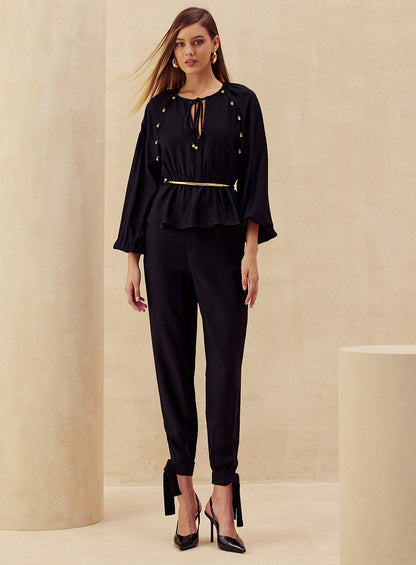 Blusa Preta Pingentes Skazi