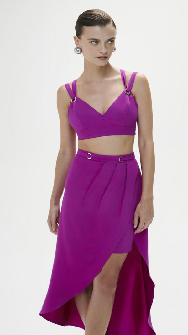 Conjunto Roxo Fúcsia Recorte Assimétrico Tufi Duek