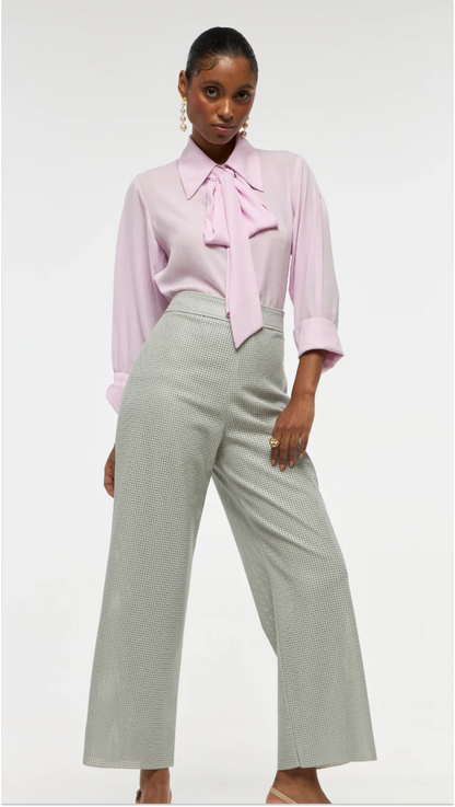 Calça Cinza PU com textura - Strass
