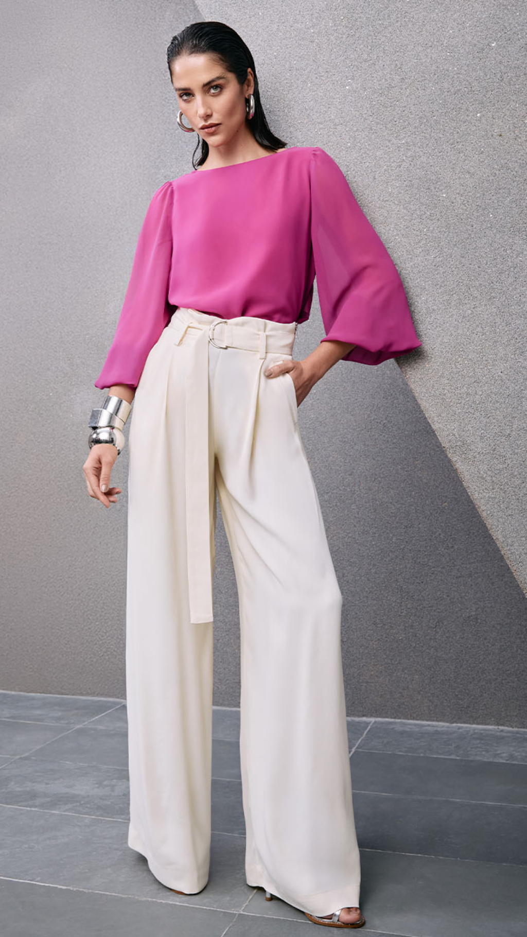 Calça Off White Pantalona Faixa Tufi Duek