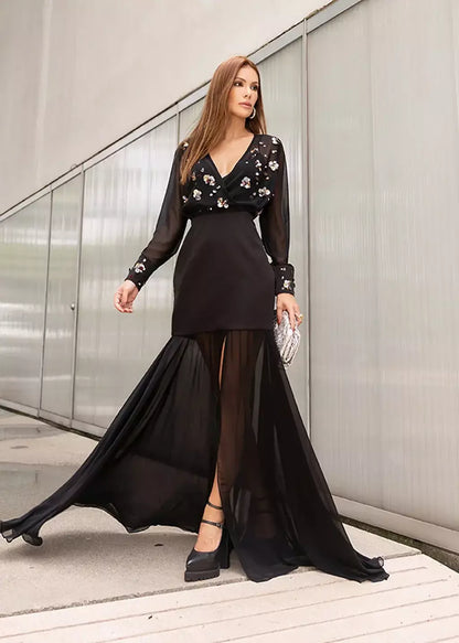 Vestido Preto Aplicações Fleche D'or