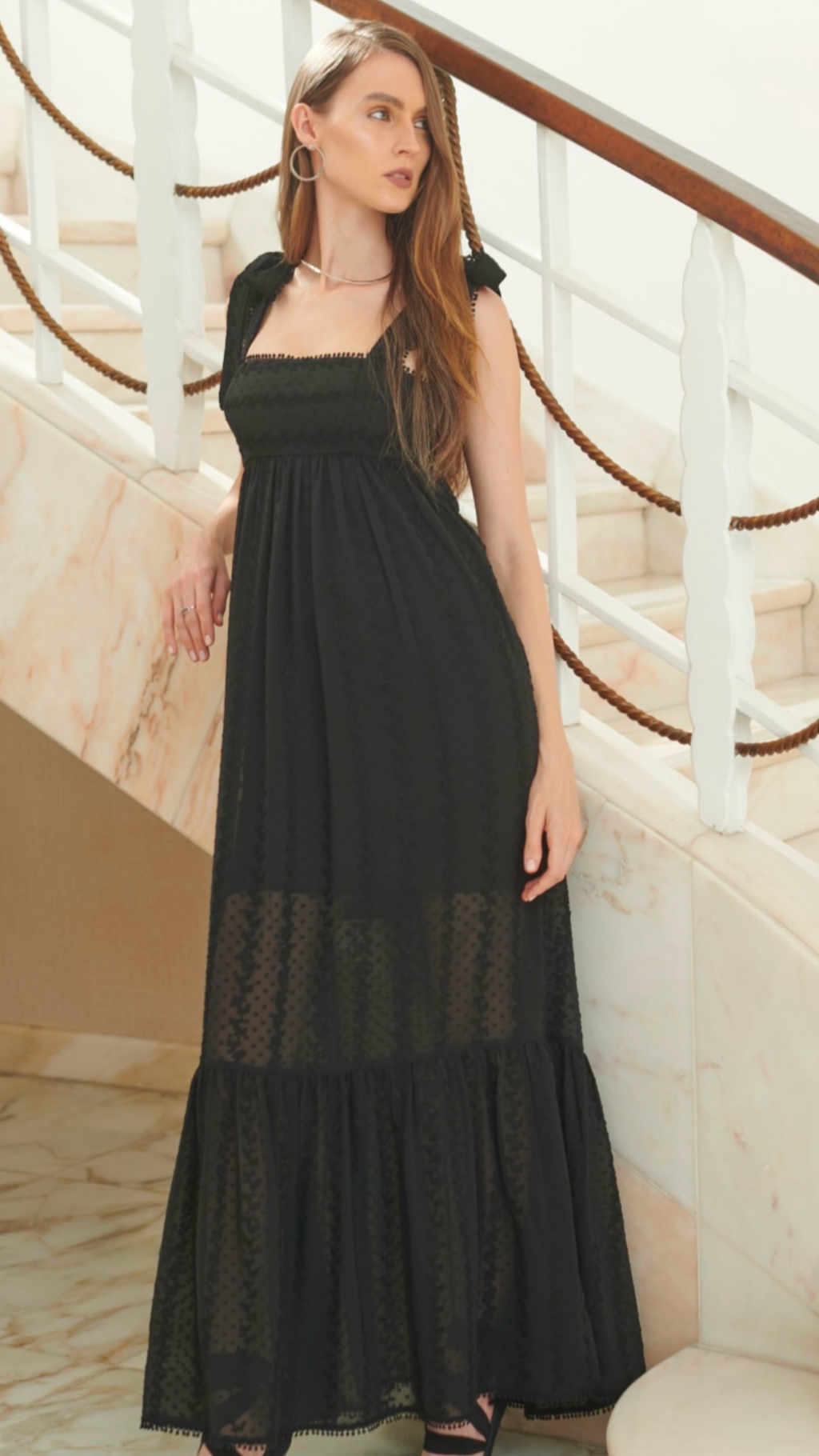 Vestido Preto Voil Transparente Skazi