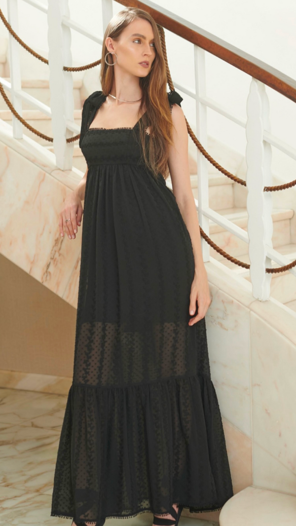 Vestido Preto Voil Transparente Skazi