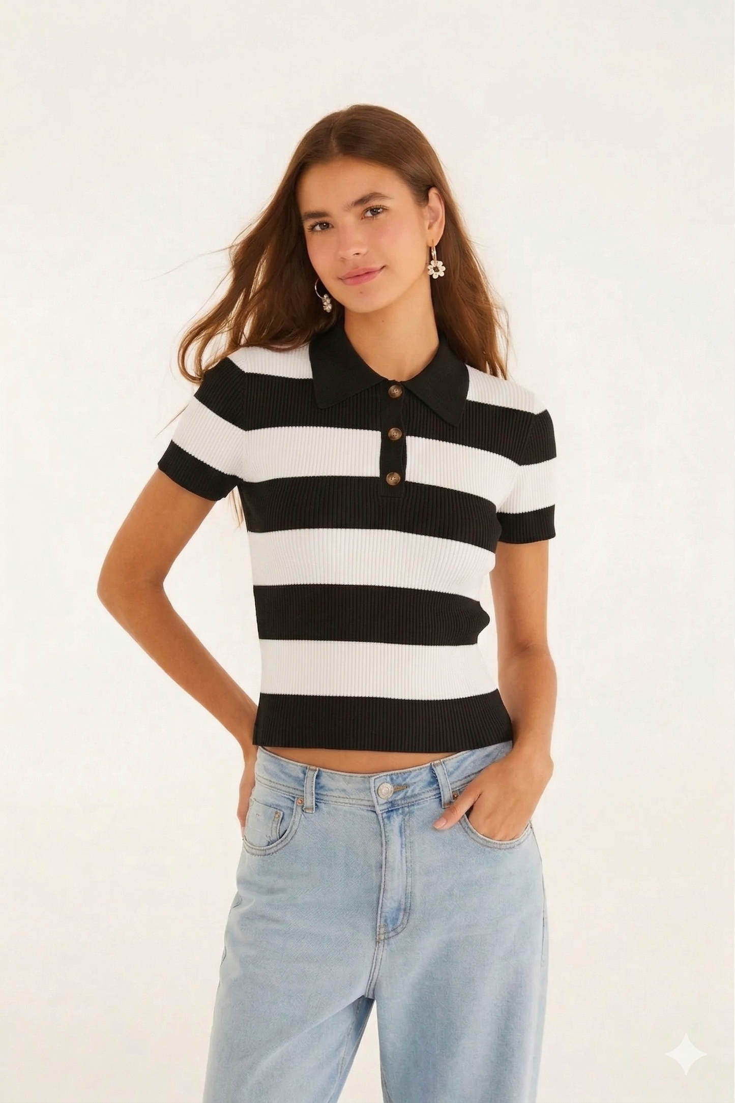 Blusa em Tricot Laranja OU Preta com Tramas Caneladas – Farm
