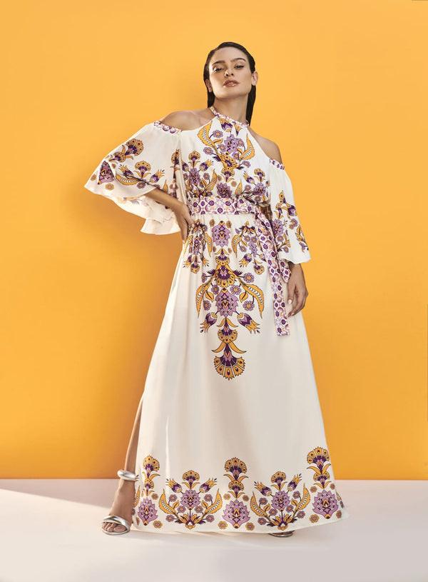 Vestido Manga Godê Floral Etnico M Floral Skazi -SALE