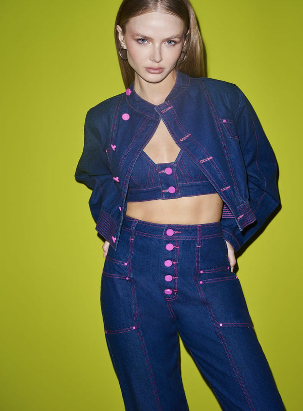 Jaqueta Bomber Pesponto Jeans Tufi Duek -SALE