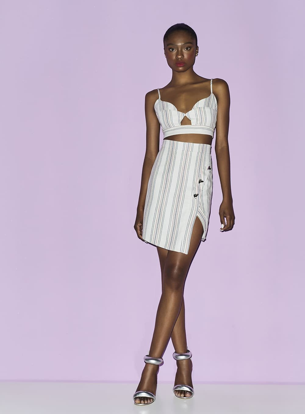 Conjunto Top Recorte Off White Skazi -SALE