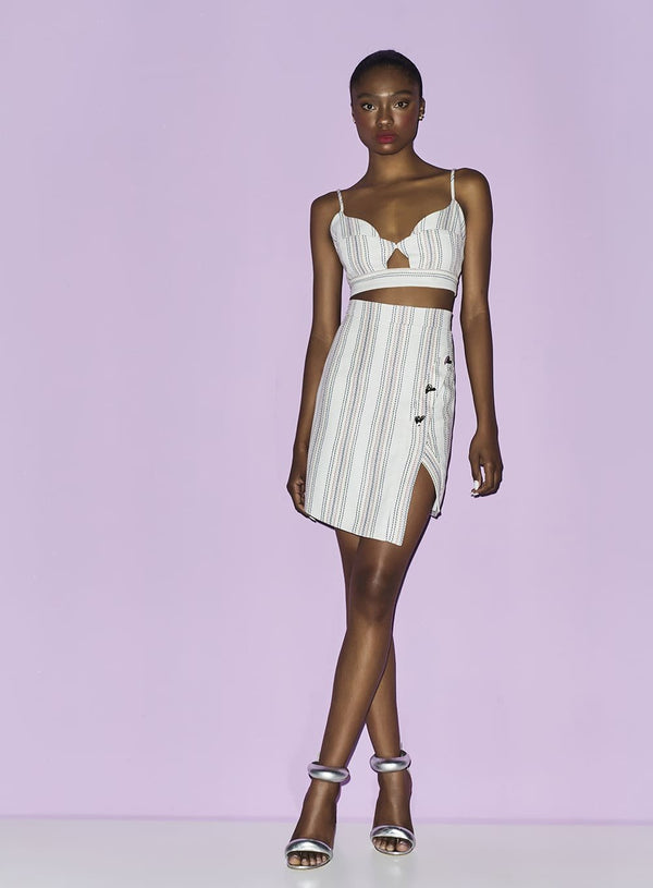 Conjunto Top Recorte Off White Skazi -SALE