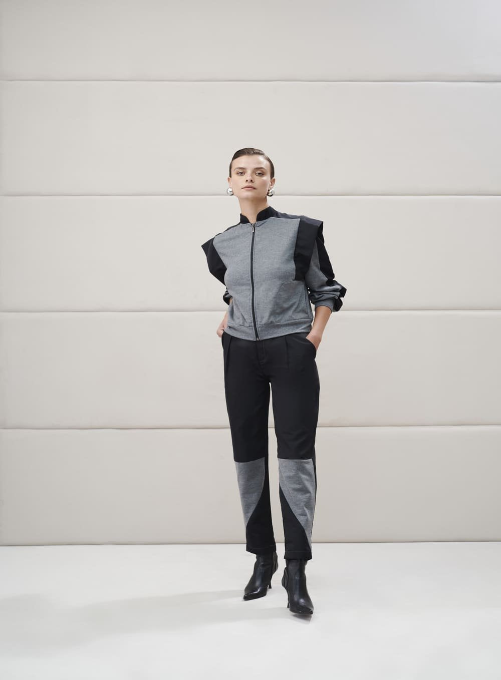 Calça Recorte Nylon Cinza Tufi Duek -SALE