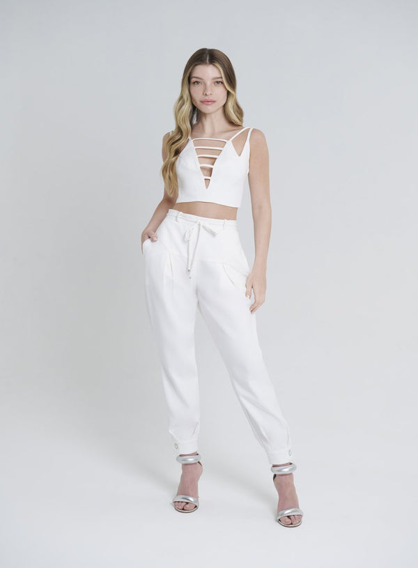 Conjunto Calça Top Alfaiataria Off White Skazi -SALE