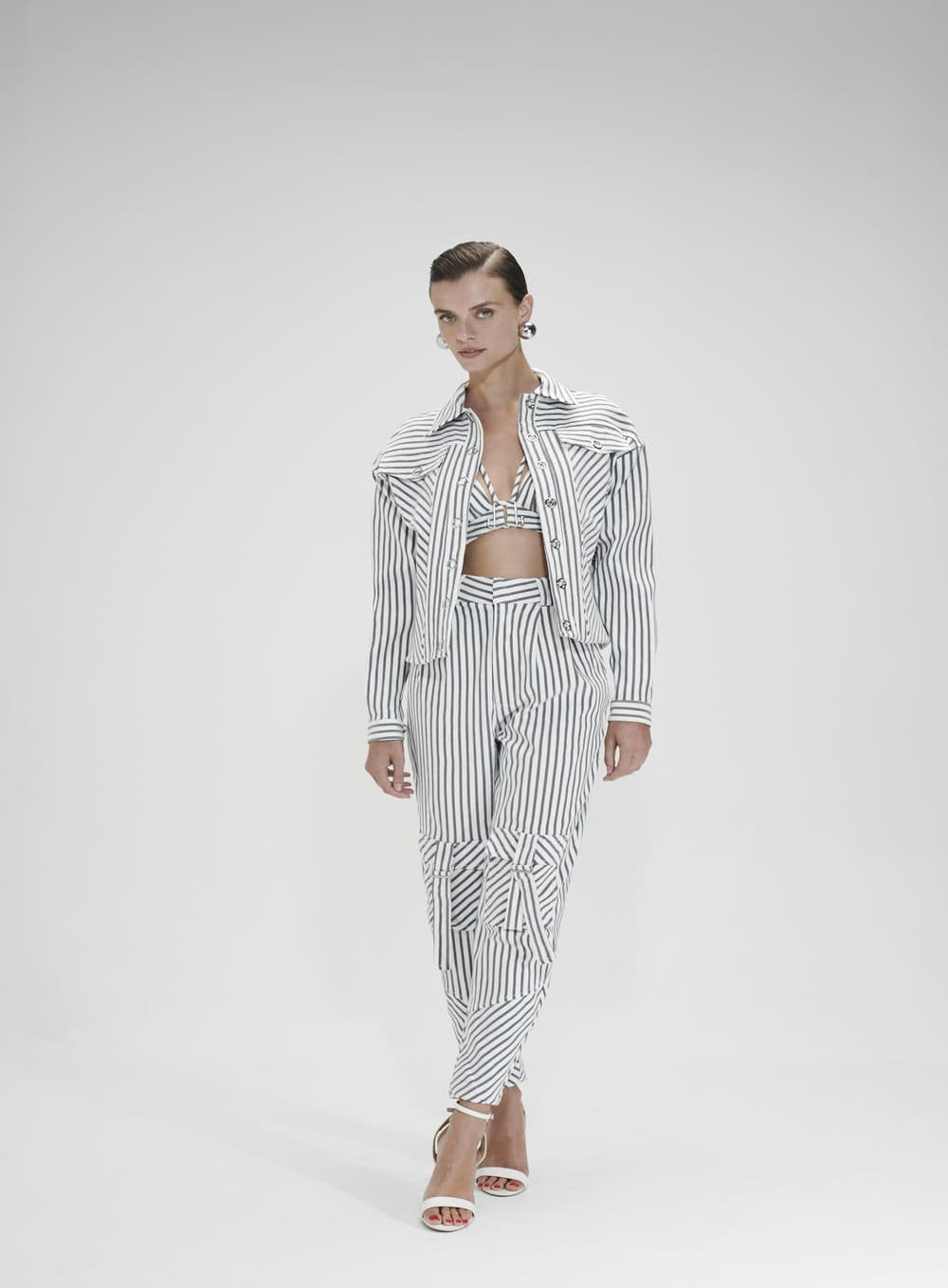 Conjunto Listrado Off/listra Pret Off White Tufi Duek -SALE