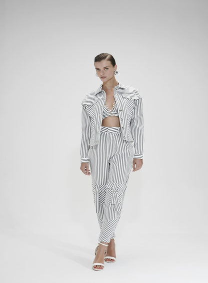 Conjunto Listrado Off/listra Pret Off White Tufi Duek -SALE