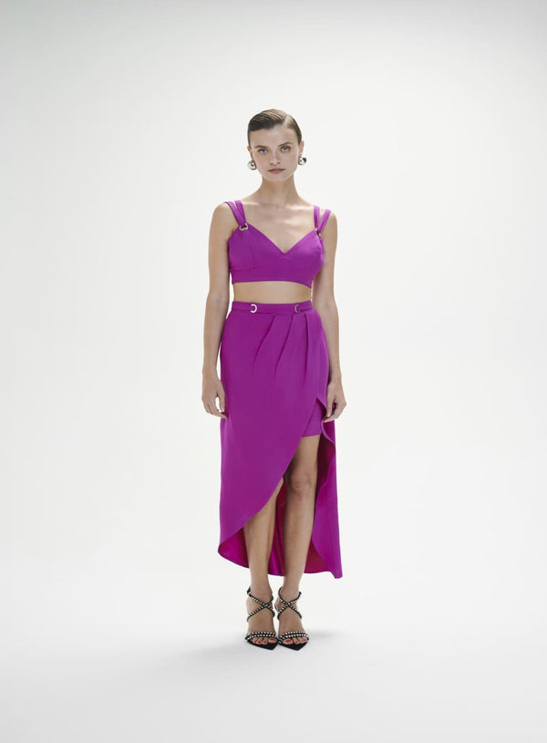 Conjunto Top e Saia Midi Roxo Tufi Duek -SALE