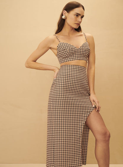 Conjunto Saia Assimetrica Estampada Tufi Duek -SALE