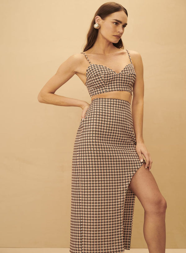Conjunto Saia Assimetrica Estampada Tufi Duek -SALE