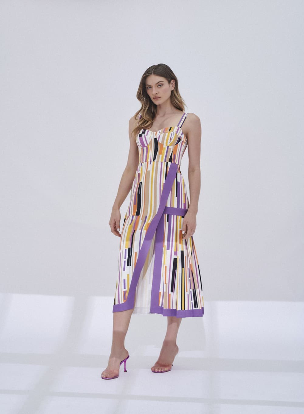 Vestido Midi Pregas Geometricas Tufi Duek -SALE